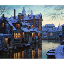 Схема вышивки «ЗИМА, СТАРЫЙ ГОРОД, ВЕНЕЦИЯ»