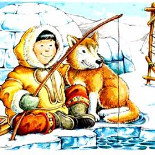 Схема вышивки «Мальчик и собака»