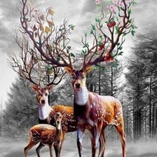 Схема вышивки «олени»