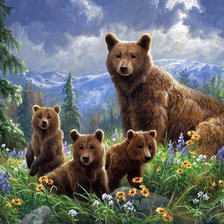 Схема вышивки «медвежье семейство»
