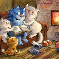 Схема вышивки «Семейное чтение.»