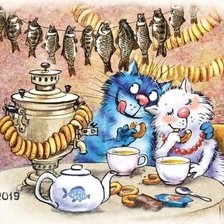 Схема вышивки «синие коты»