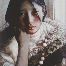 Схема вышивки «Взгляд девочки из Тибета»