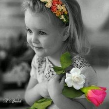 Схема вышивки «Девочка с букетом»