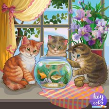 Схема вышивки «Meo và cá»