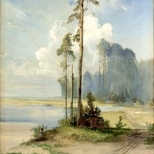 Схема вышивки «Летний пейзаж. Сосны»