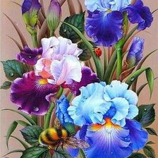 Схема вышивки «Ирисы и шмель»