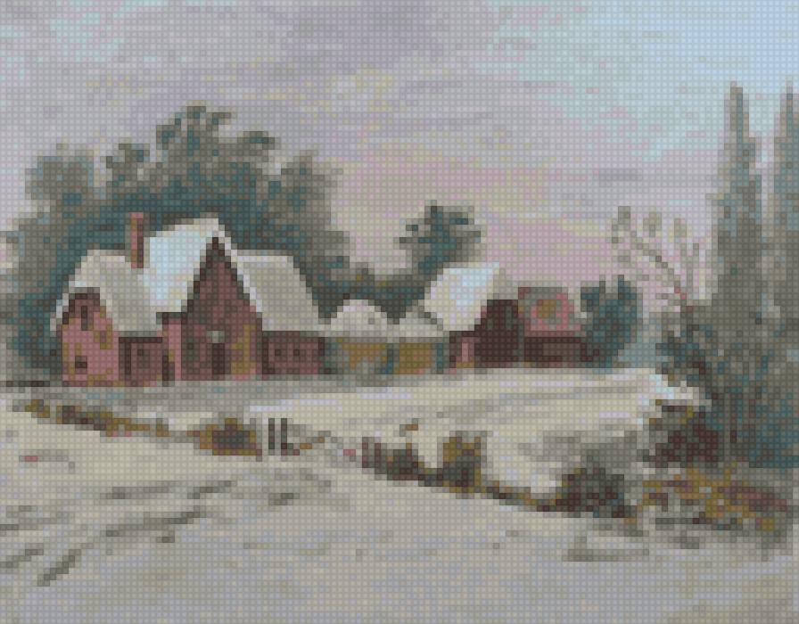 Деревня - деревня, старенькая деревня, зимняя, закат - предпросмотр