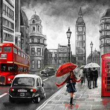 Схема вышивки «Англия в серо-красных тонах»