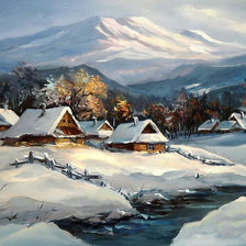 Схема вышивки «зима в горах»