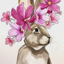 Схема вышивки «акварельный кролик»