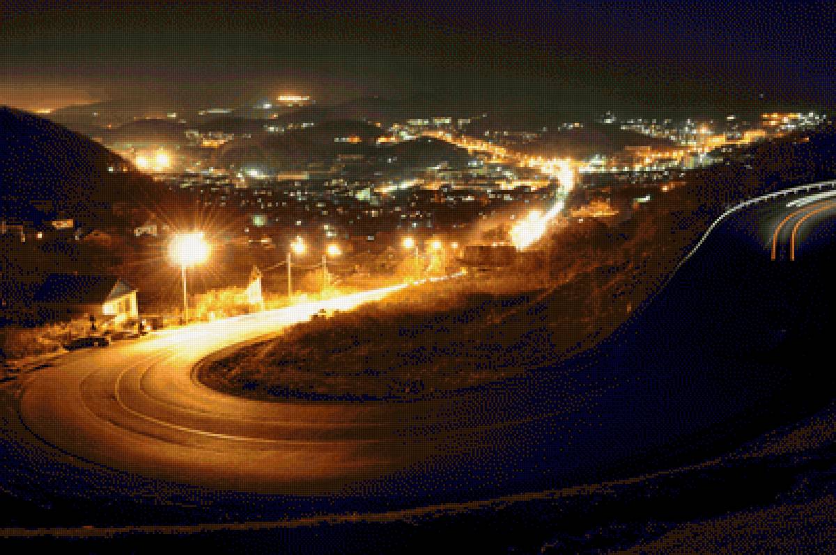 Ночной город - дорога, ночь, город - предпросмотр