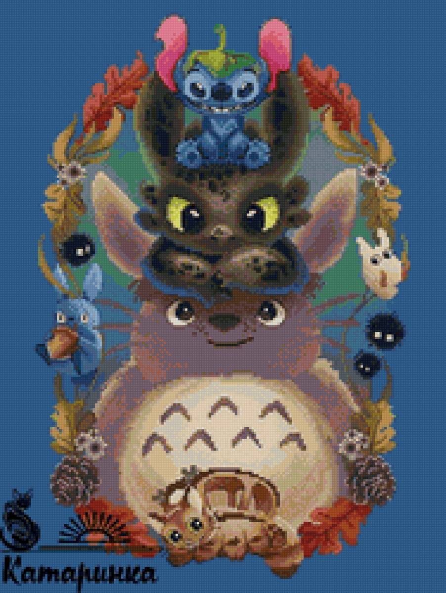 Любимые персонажи - тоторо, стич, котобус., беззубик - предпросмотр