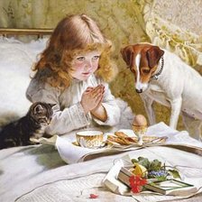 Схема вышивки «Девочка и собака»