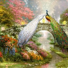 Схема вышивки «Пара павлинов»