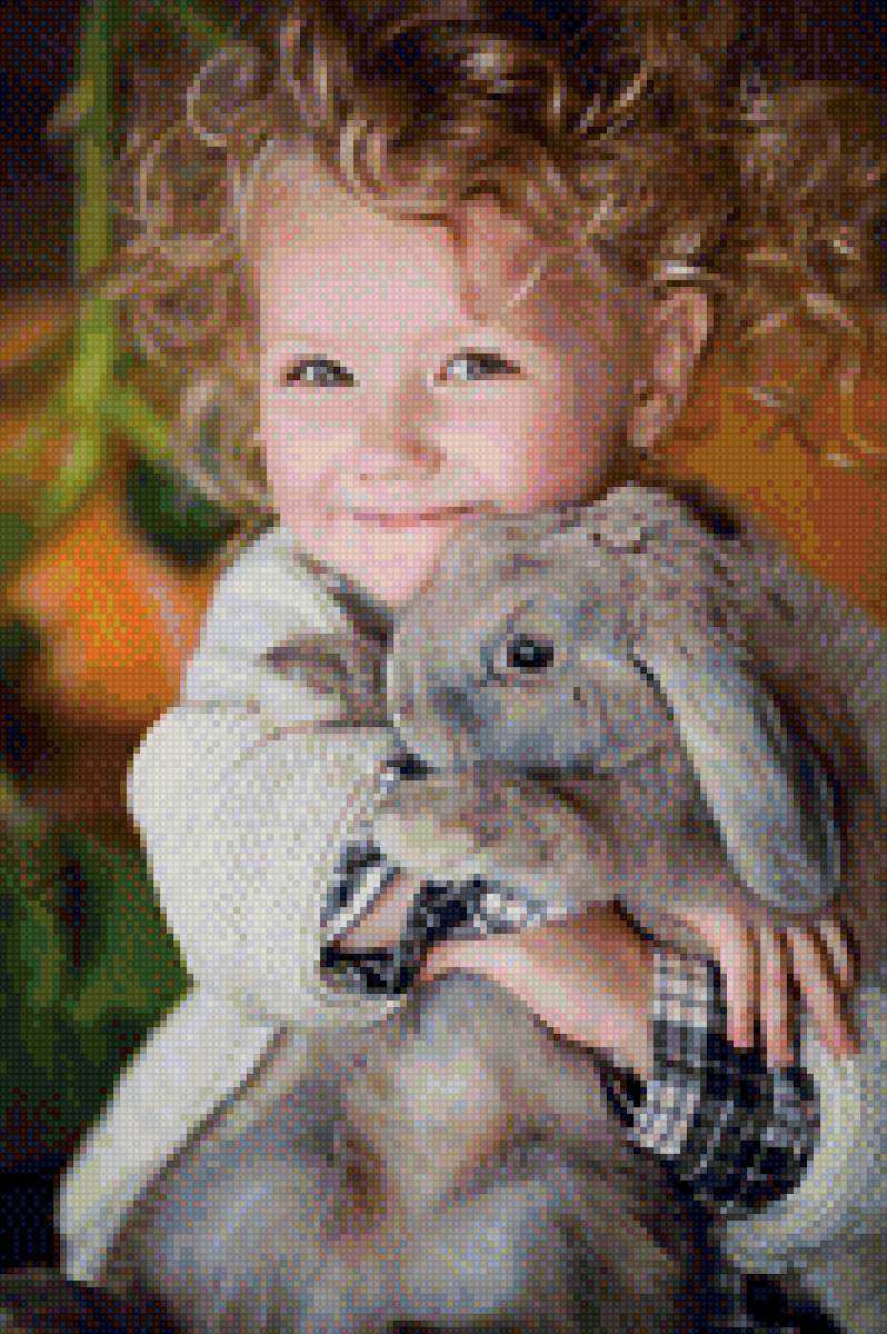 Девочка с кроликом - животные, дети - предпросмотр