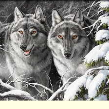 Схема вышивки «Волки»