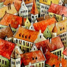 Схема вышивки «крыши города»