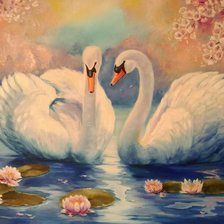 Схема вышивки «Влюбленные лебеди»