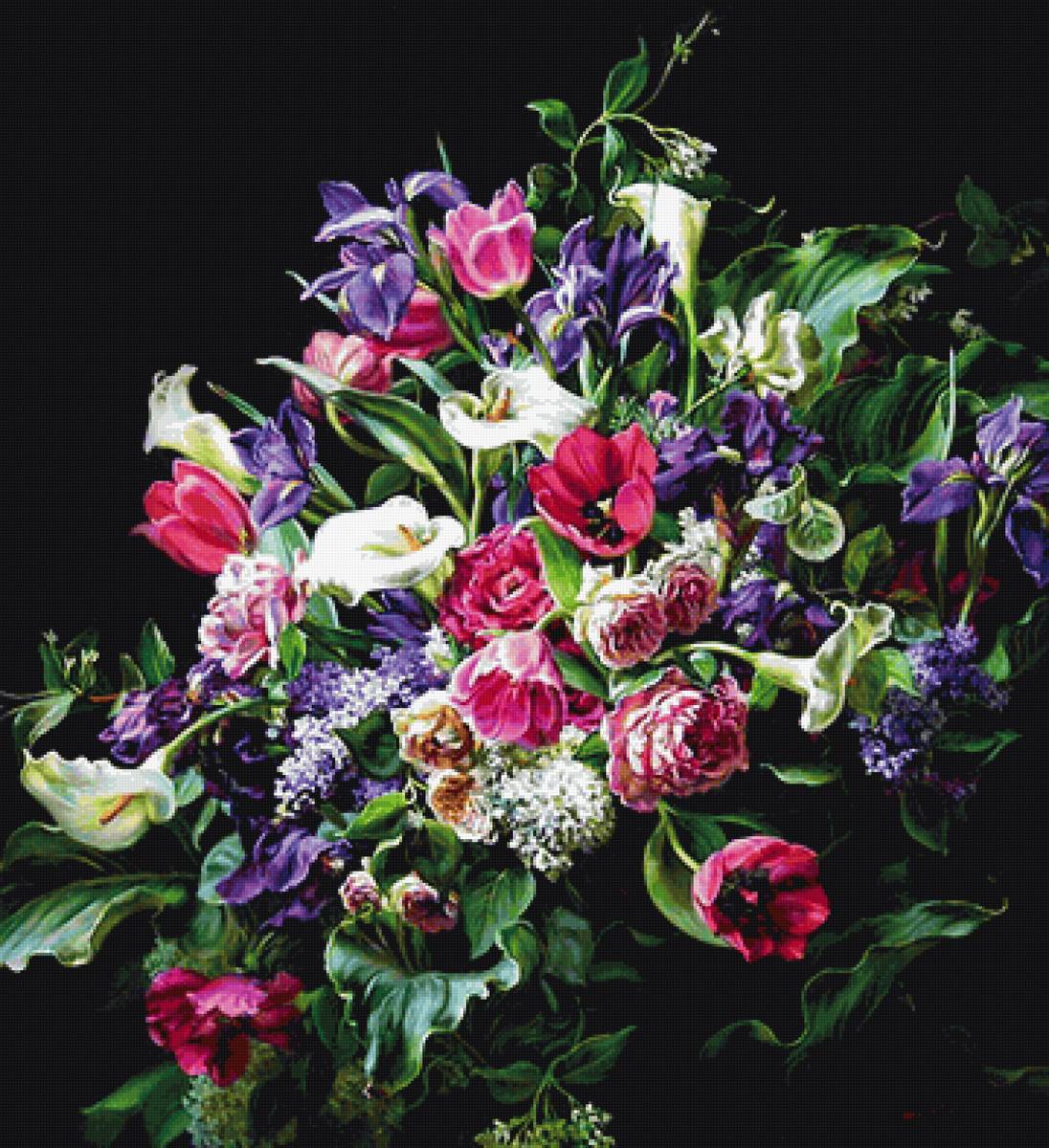 Цветы на черном - цветы - предпросмотр