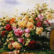 Схема вышивки «Цветы и бревно»