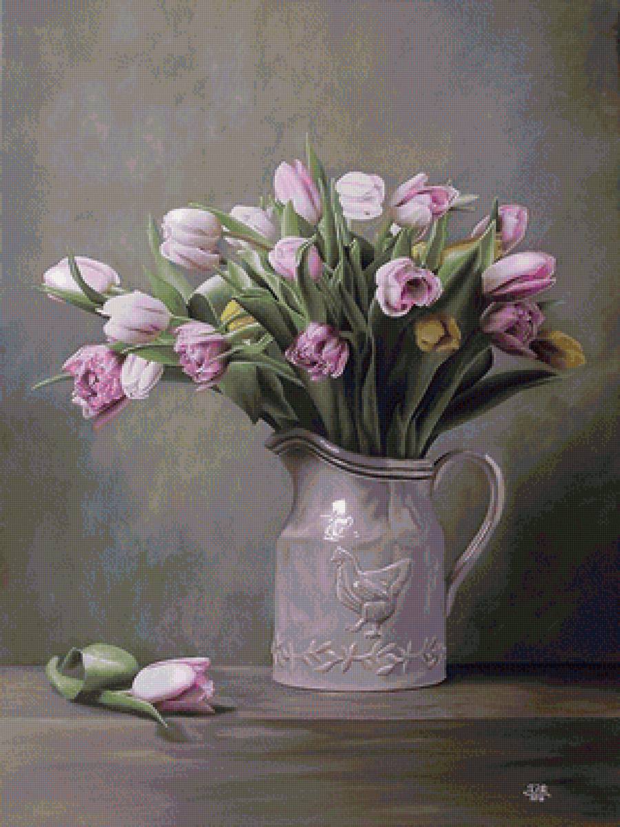 Тюльпаны - натюрморт, тюльпаны, цветы - предпросмотр