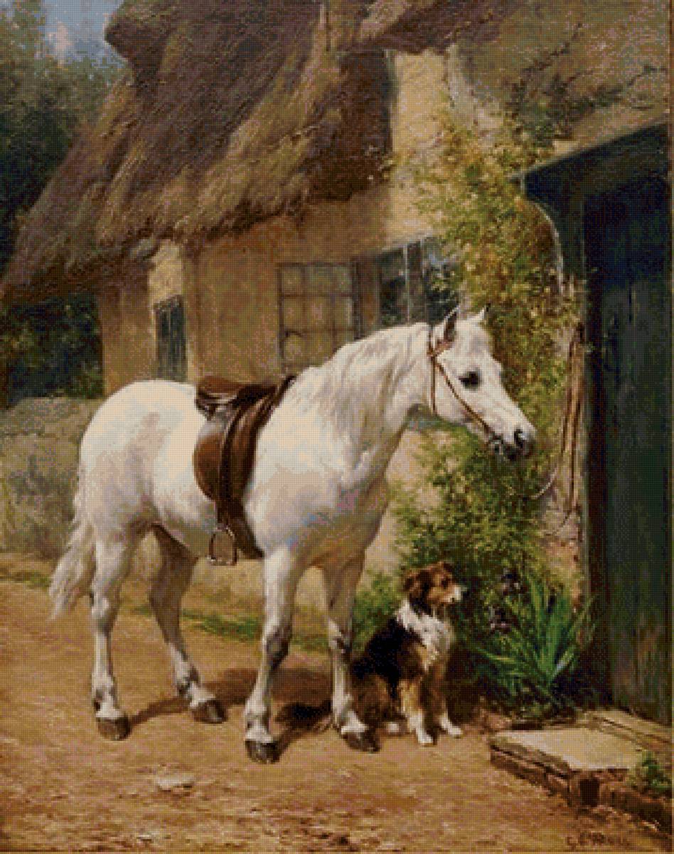 Друзья - деревня, природа, собака, лошадь - предпросмотр