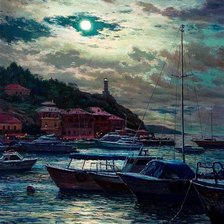 Схема вышивки «Лунная ночь на море. С. Брусилов»