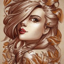 Схема вышивки «Девушка осень»