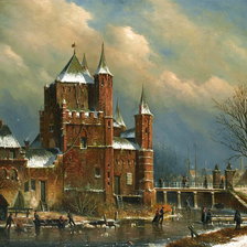 Схема вышивки «зима в Голландии»