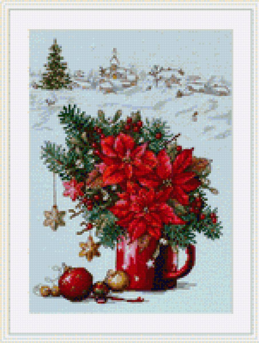 Новогодняя пуансетия - цветы, новый год, пуансетия - предпросмотр