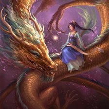 Схема вышивки «Дракон и девушка»