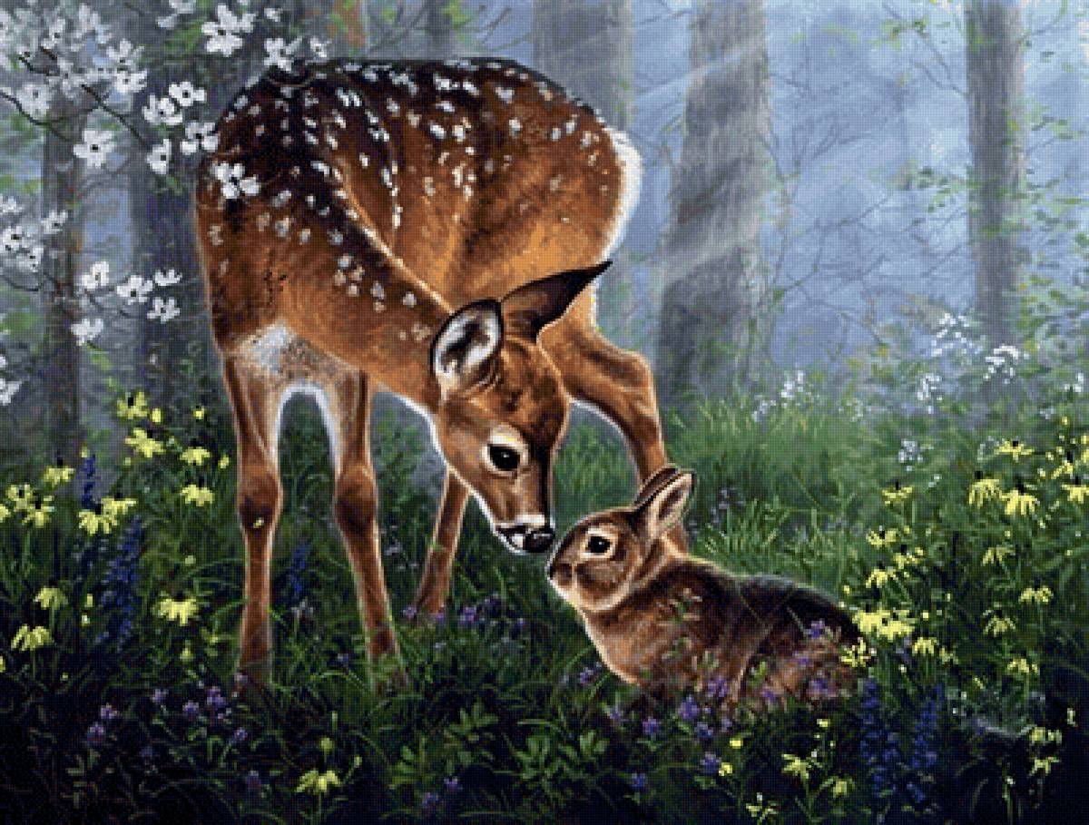 Встреча в лесу - животные - предпросмотр