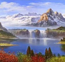 Схема вышивки «горы пейзаж»