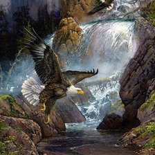 Схема вышивки «Орлы над водопадом»