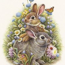 Схема вышивки «Зайчики»
