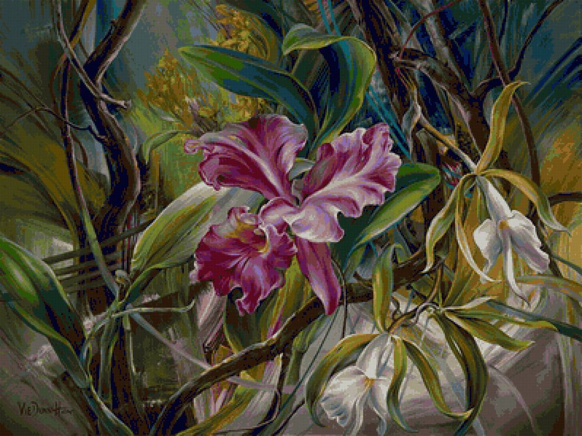 сказочный лес - лес, пейзаж, ирис, дерево, лето - предпросмотр