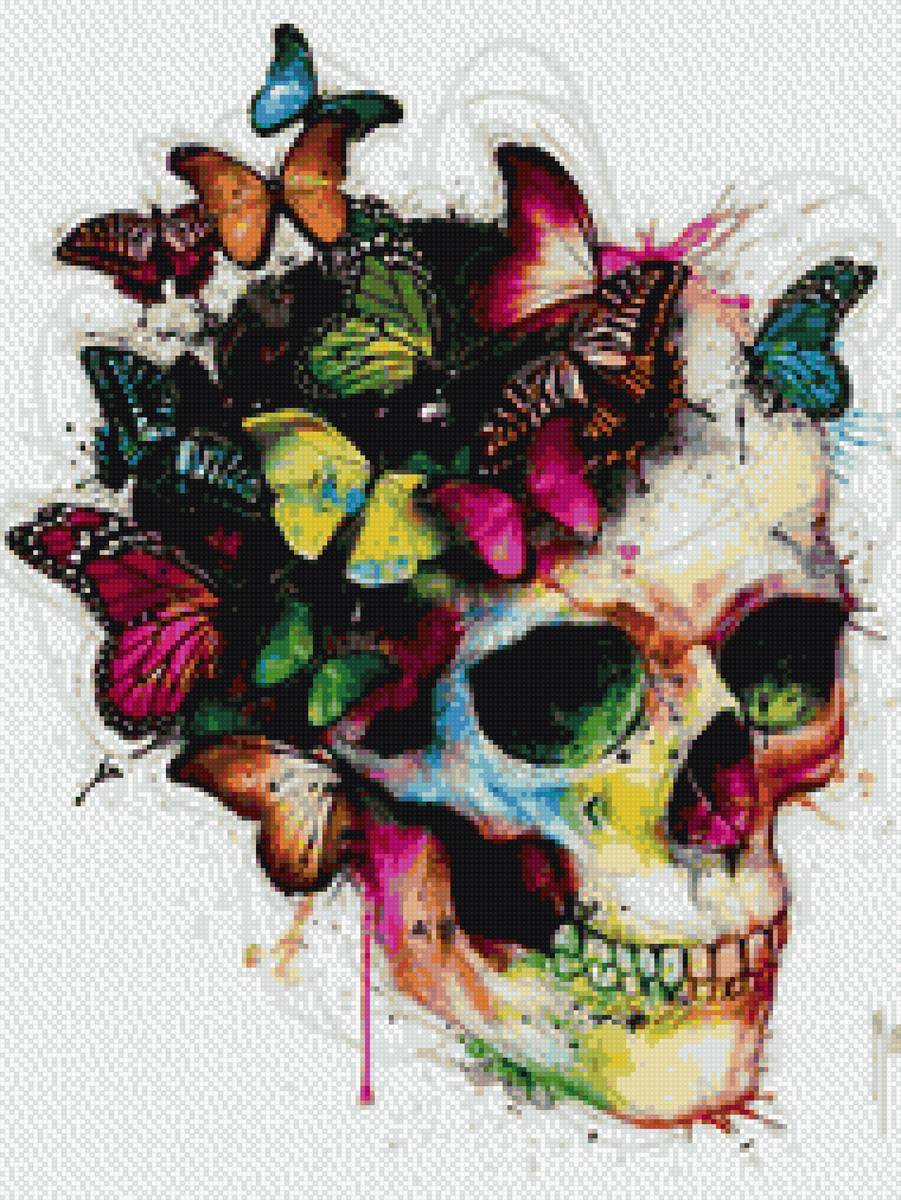 Череп - череп, бабочки - предпросмотр