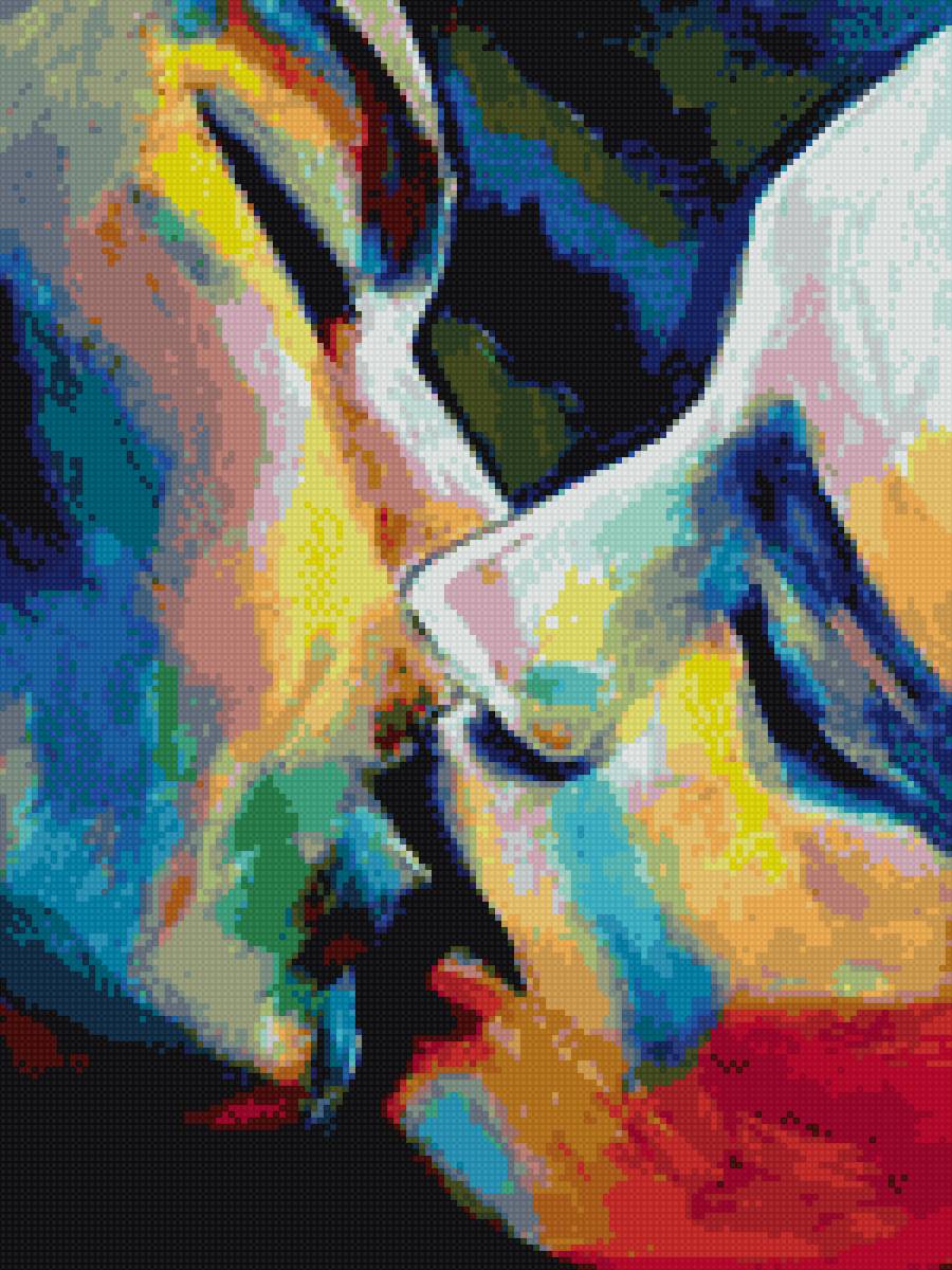 Любовь - любовь. пара. люди. поцелуй. краски. - предпросмотр