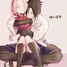 Схема вышивки «Саске и Сакура)»