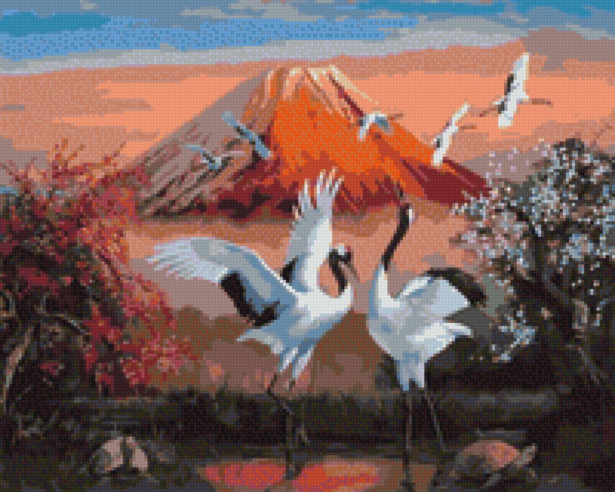 Журавли - журавли. горы. - предпросмотр