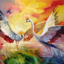 Схема вышивки «Журавли»