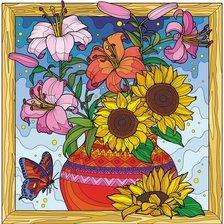 Схема вышивки «цветы в вазе»