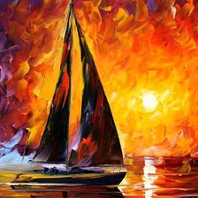 Схема вышивки «Лодка на закате.»