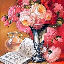 Схема вышивки «Букет роз и ноты»