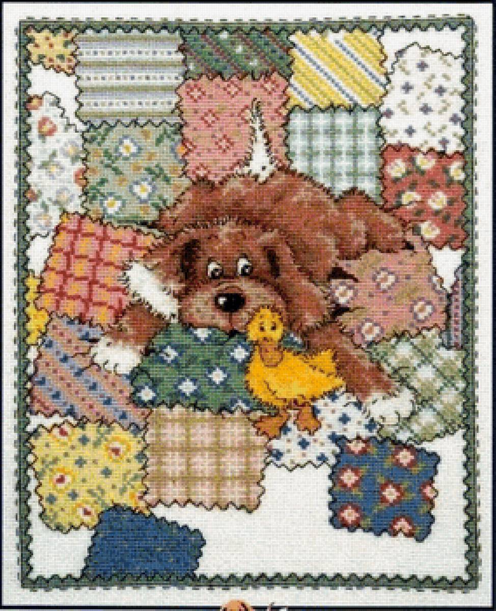 собачка на одеялах - рисунок - предпросмотр