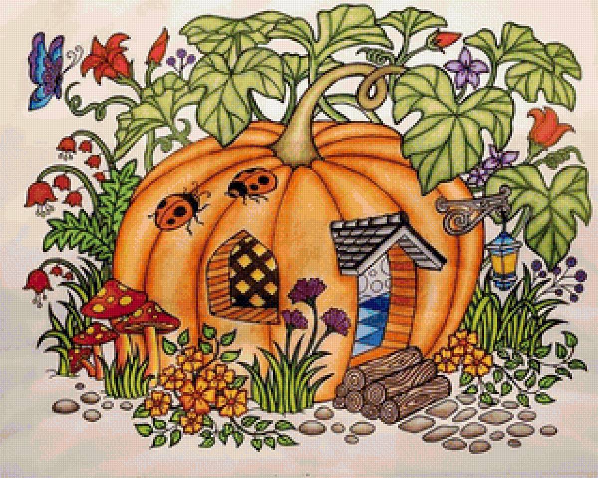 тыква домик - рисунок - предпросмотр