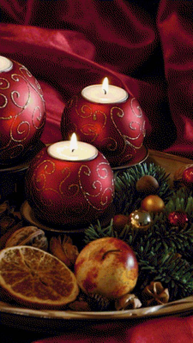 Рождественские свечи - новогодние украшения, рождество, свечи - предпросмотр