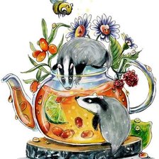 Схема вышивки «Барсуки и чайник»