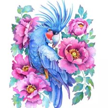 Схема вышивки «Попугай в цветах»